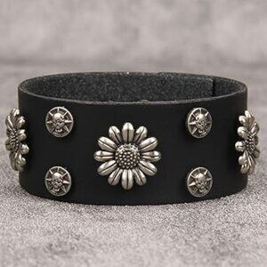 Leather Punk Cuff Bracelet Adjustable Wrap Wristband Bracelets Arm Goth Gothic